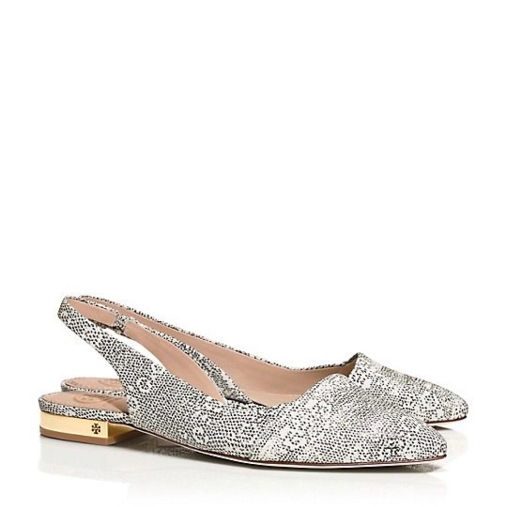 Tory Burch Snake print D’Orsay slingback flats